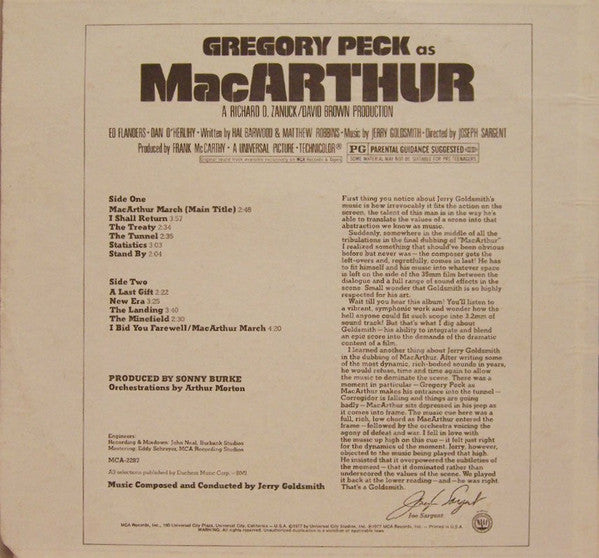 Jerry Goldsmith : MacArthur (Music From The Motion Picture) (LP, Album)