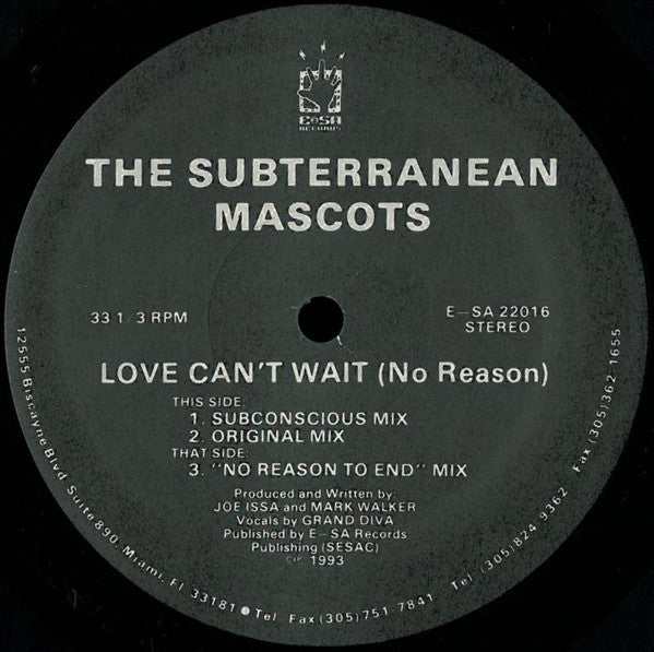 Subterranean Mascots : Love Can't Wait (No Reason) (12")