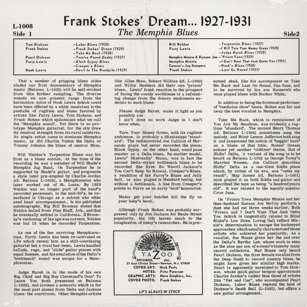 Various : Frank Stokes' Dream-The Memphis Blues-1927-1931 (LP, Comp, Ltd, RE, 180)