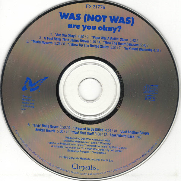 Was (Not Was) : Are You Okay? (CD, Album)