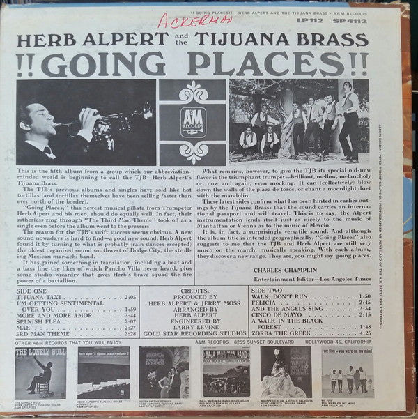 Herb Alpert & The Tijuana Brass : !!Going Places!! (LP, Album)