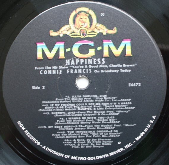 Connie Francis : Happiness - From The Hit Show "You're A Good Man, Charlie Brown" (LP, Mono)