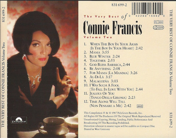 Connie Francis : The Very Best Of Connie Francis Volume Two (CD, Comp)