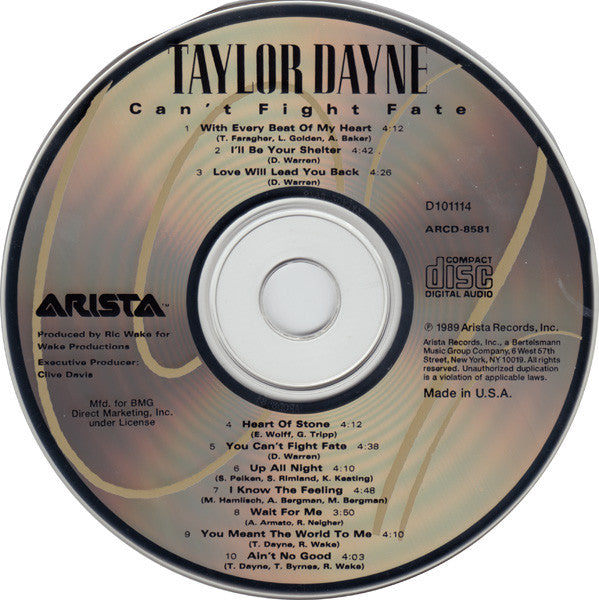 Taylor Dayne : Can't Fight Fate (CD, Album, Club)