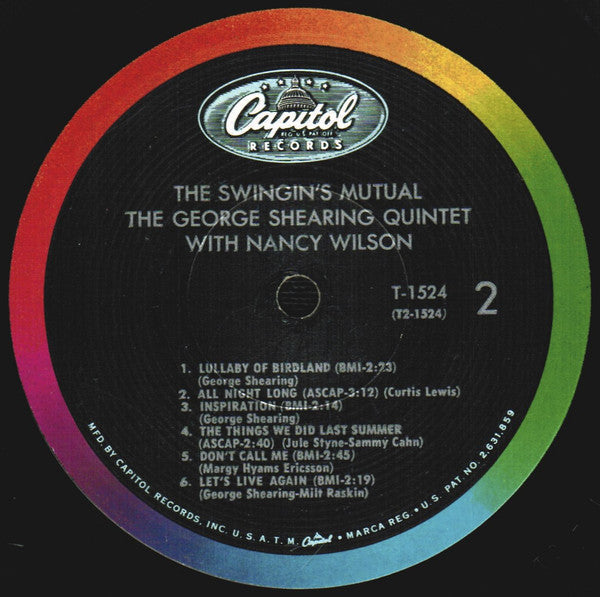The George Shearing Quintet With Nancy Wilson : The Swingin's Mutual (LP, Album, Mono, RP, Scr)
