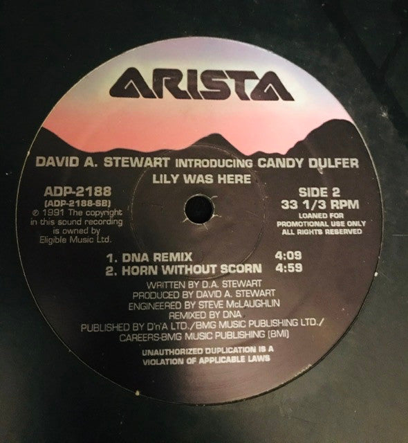 David A. Stewart Introducing Candy Dulfer : Lily Was Here (DNA Remixes) (12", Promo)