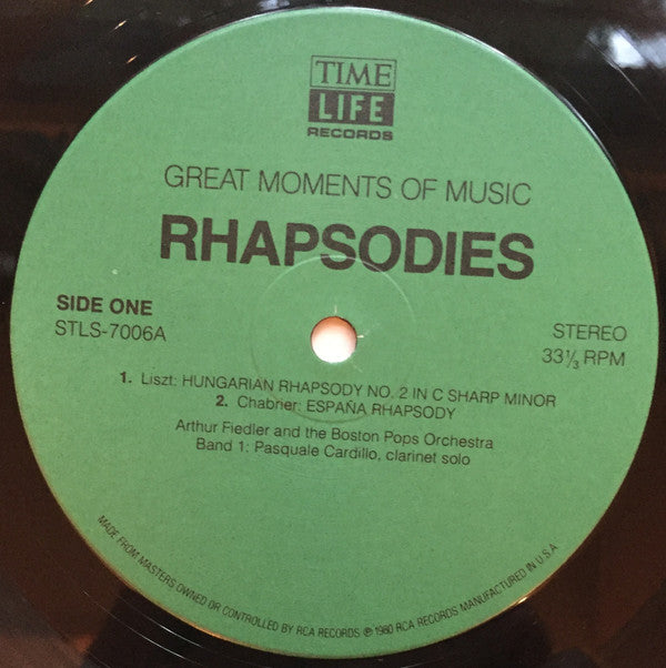 Arthur Fiedler And The Boston Pops Orchestra : Great Moments Of Music: Rhapsodies (LP, Comp)