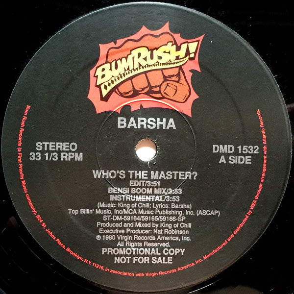 Barsha : Who's The Master? (12", Promo)
