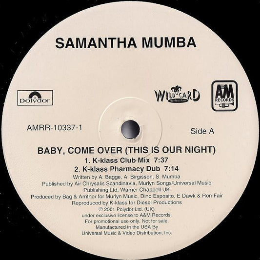 Samantha Mumba : Baby, Come Over (This Is Our Night) (12", Promo)