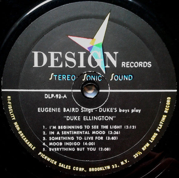 Eugenie Baird : Eugenie Baird Sings, Duke's Boys Play Ellington (LP, Album, Mono)