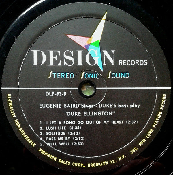 Eugenie Baird : Eugenie Baird Sings, Duke's Boys Play Ellington (LP, Album, Mono)