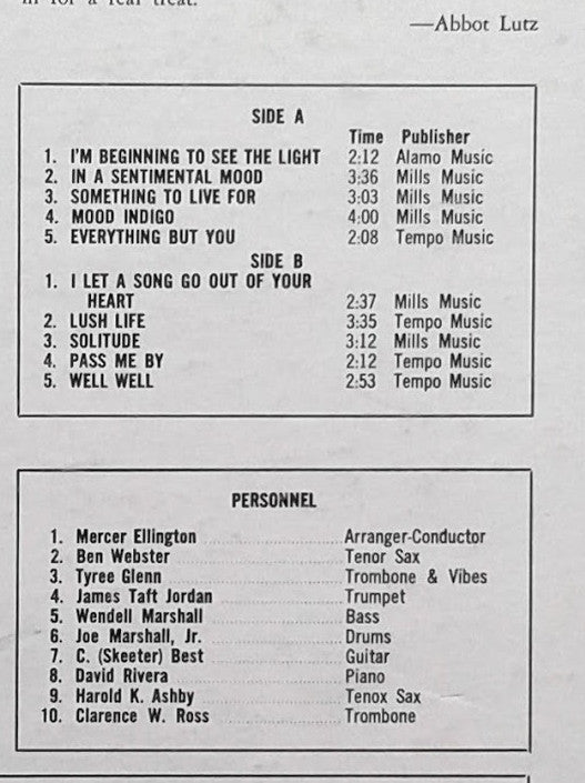 Eugenie Baird : Eugenie Baird Sings, Duke's Boys Play Ellington (LP, Album, Mono)