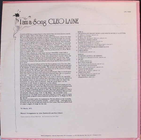 Cleo Laine : I Am A Song (LP, Album)