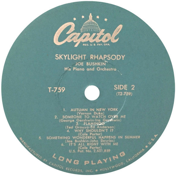 Joe Bushkin : Skylight Rhapsody (LP, Album, Mono, RE)