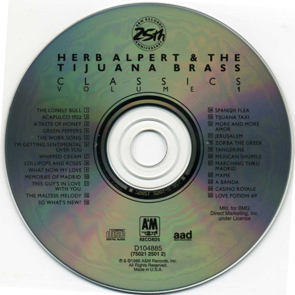 Herb Alpert & The Tijuana Brass : Classics Volume 1 (CD, Comp, Club, RE, RM)