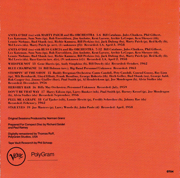 Anita O'Day : Anita O'Day Sings The Winners (CD, RE)