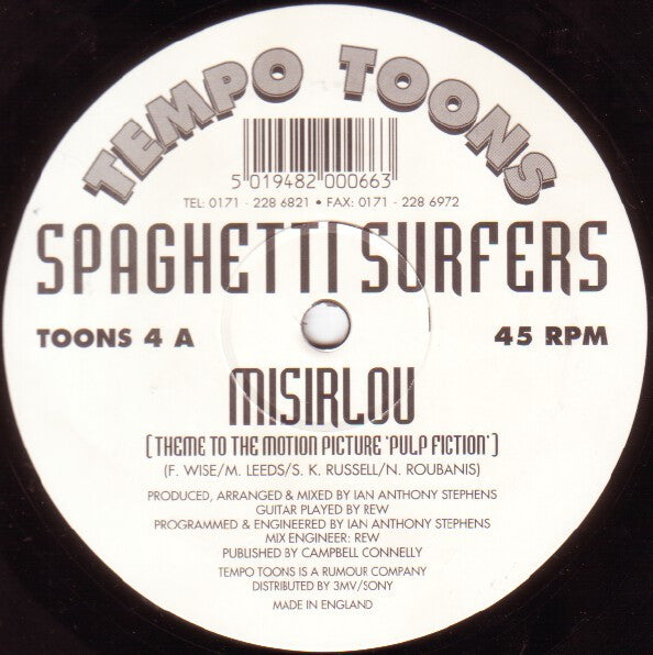 Spaghetti Surfers : Misirlou (Theme To The Motion Picture 'Pulp Fiction') (12", Single)