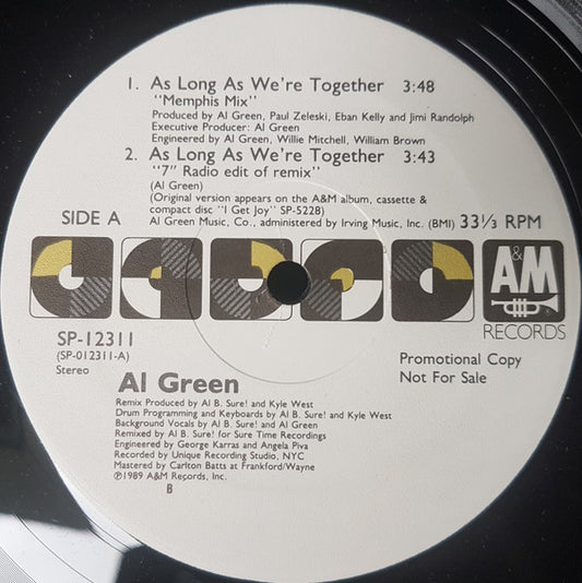 Al Green : As Long As We're Together (12", Single, Promo)