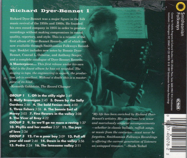 Richard Dyer-Bennet : 1 (CD, Album, RE)