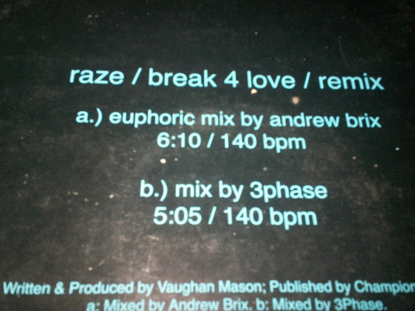 Raze : Break 4 Love Remixes (12")