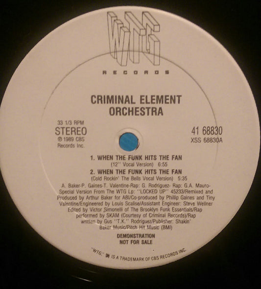 Criminal Element Orchestra : When The Funk Hits The Fan (12", Promo)