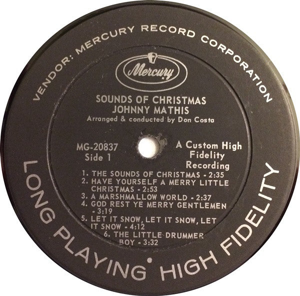 Johnny Mathis : Sounds Of Christmas (LP, Album, Mono)