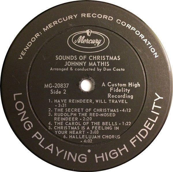 Johnny Mathis : Sounds Of Christmas (LP, Album, Mono)