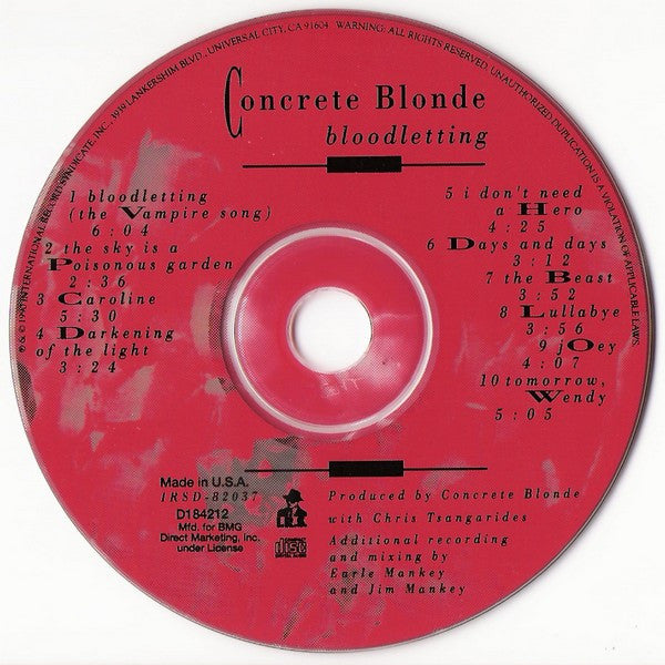 Concrete Blonde : Bloodletting (CD, Album, Club)