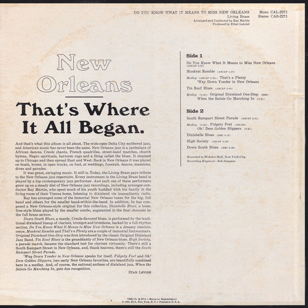 Living Brass : Do You Know What It Means To Miss New Orleans (LP)