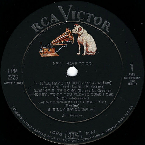 Jim Reeves : He'll Have To Go (LP, Album, Mono, Ind)