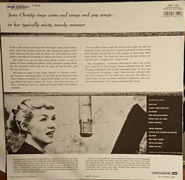 June Christy : The Misty Miss Christy (LP, Album, Mono, RE)