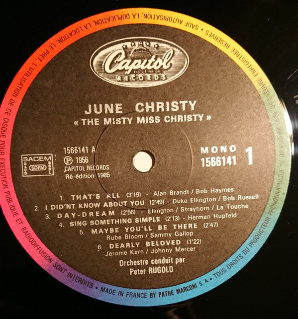 June Christy : The Misty Miss Christy (LP, Album, Mono, RE)