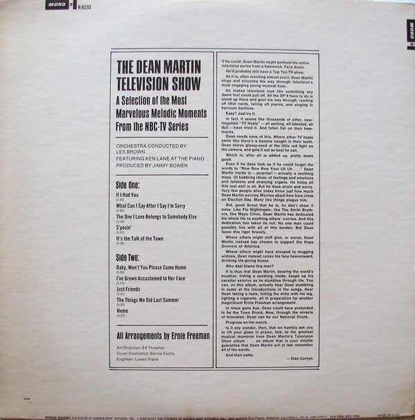 Dean Martin : The Dean Martin TV Show (LP, Album, Mono, San)