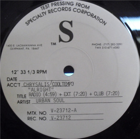 Urban Soul : Alright (12", TP)