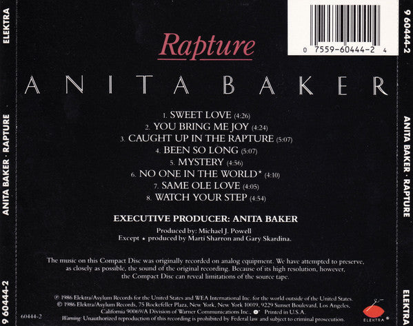 Anita Baker : Rapture (CD, Album)