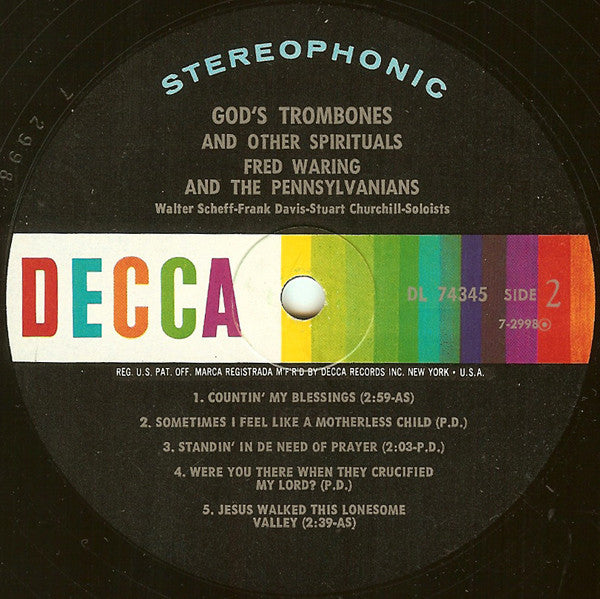 Fred Waring & The Pennsylvanians : God's Trombones (LP, Album, Comp, Glo)