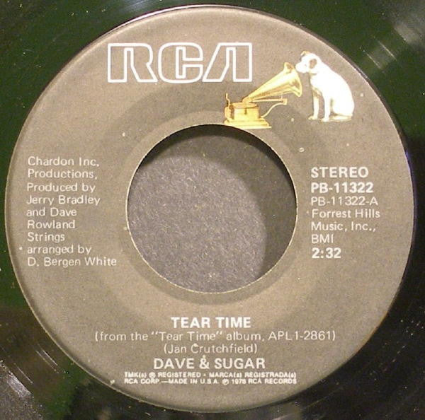 Dave And Sugar : Tear Time (7", Single, Ind)
