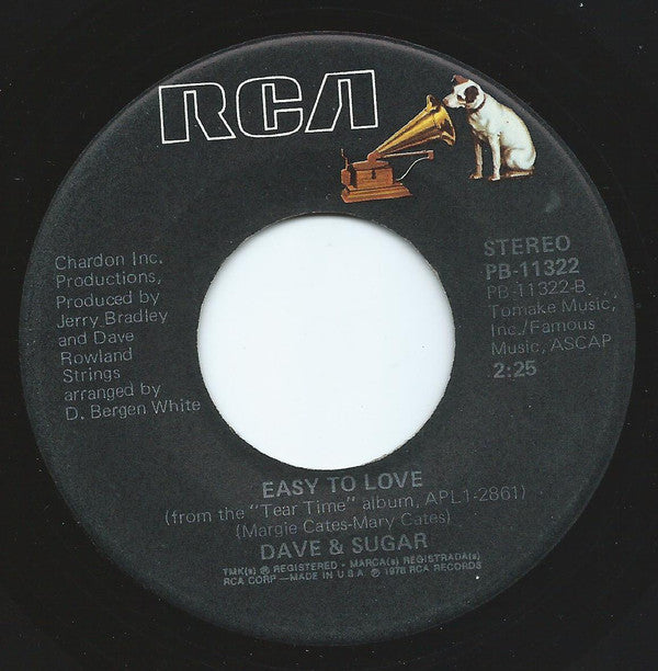 Dave And Sugar : Tear Time (7", Single, Ind)