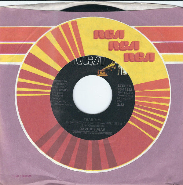 Dave And Sugar : Tear Time (7", Single, Ind)