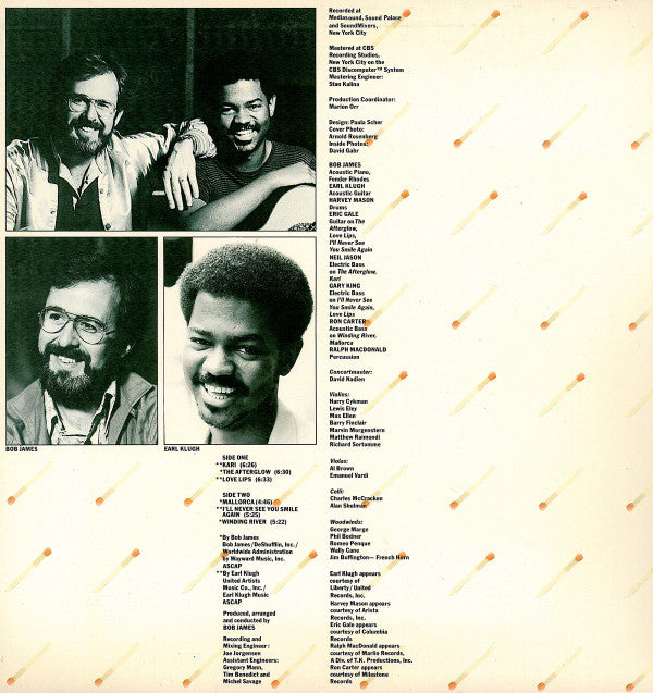 Bob James & Earl Klugh : One On One (LP, Album, Gat)