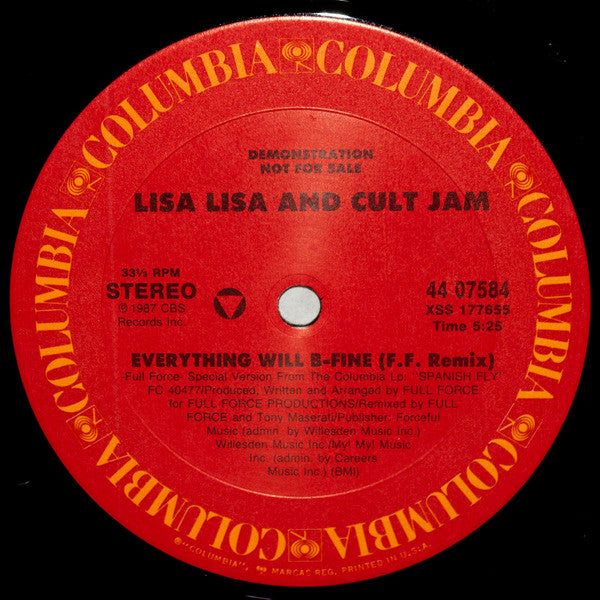 Lisa Lisa & Cult Jam : Everything Will B-Fine (12", Promo)