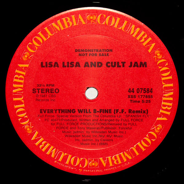 Lisa Lisa & Cult Jam : Everything Will B-Fine (12", Promo)