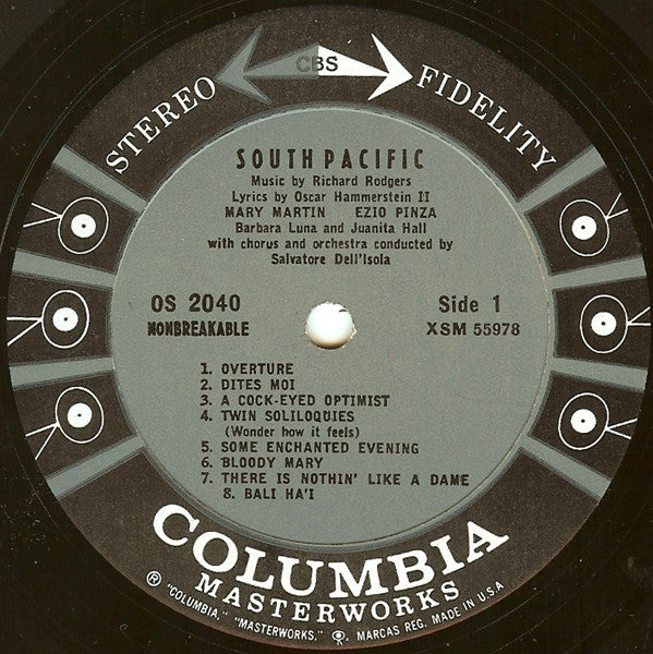 Mary Martin, Ezio Pinza, Rodgers & Hammerstein With "South Pacific" Original Broadway Cast : South Pacific (LP, Album, RE, Gat)