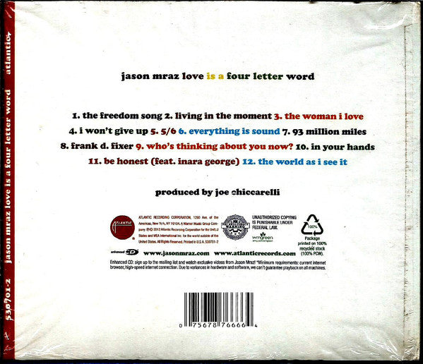 Jason Mraz : Love Is A Four Letter Word (CD, Album, Enh, Dig)