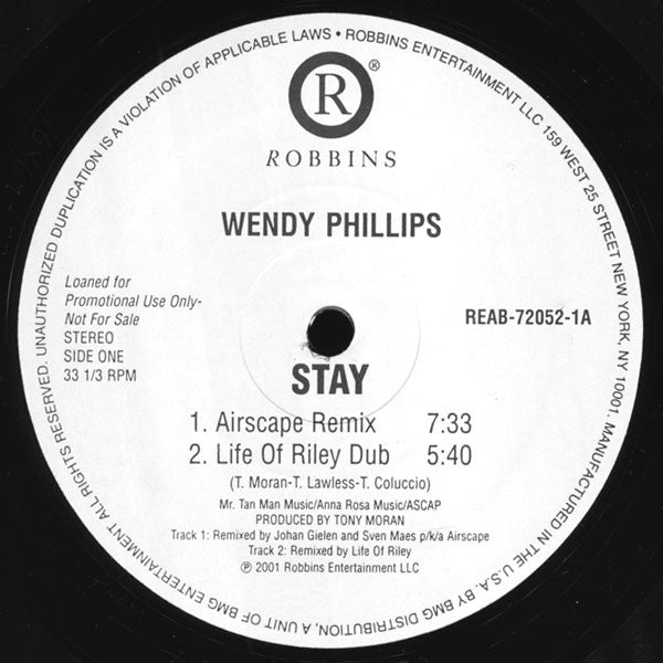 Wendy Phillips : Stay (12", Promo)