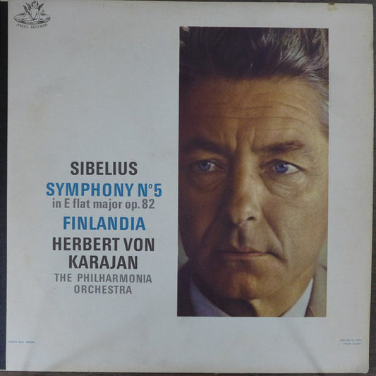 Jean Sibelius - Herbert von Karajan, Philharmonia Orchestra : Symphony No. 5 In E Flat Major. Op. 82. /  Finlandia Op. 26 (LP, Mono, RP, Scr)