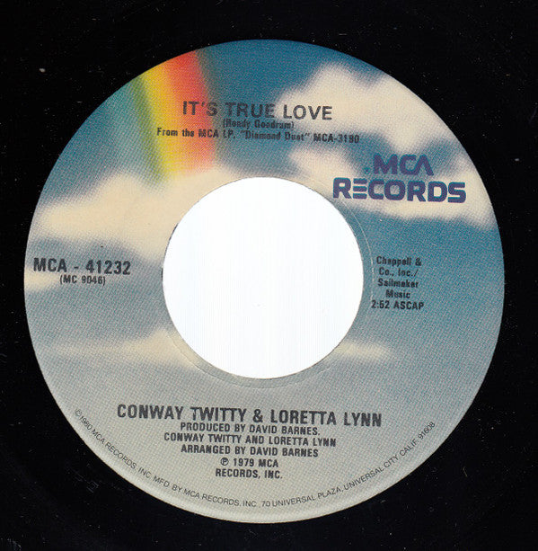 Conway Twitty & Loretta Lynn : It's True Love / Hit The Road Jack (7", Glo)