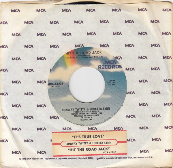 Conway Twitty & Loretta Lynn : It's True Love / Hit The Road Jack (7", Glo)