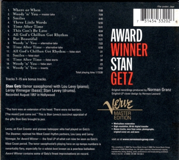 Stan Getz : Award Winner (CD, Album, RM)