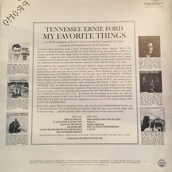 Tennessee Ernie Ford : My Favorite Things (LP, Mono)